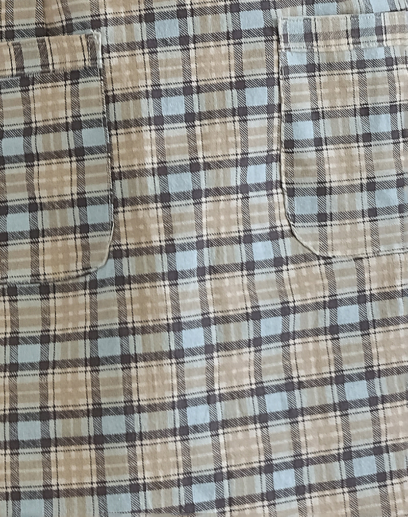 Gingka Mini Dress in Pastel Blue Tartan - Image 6