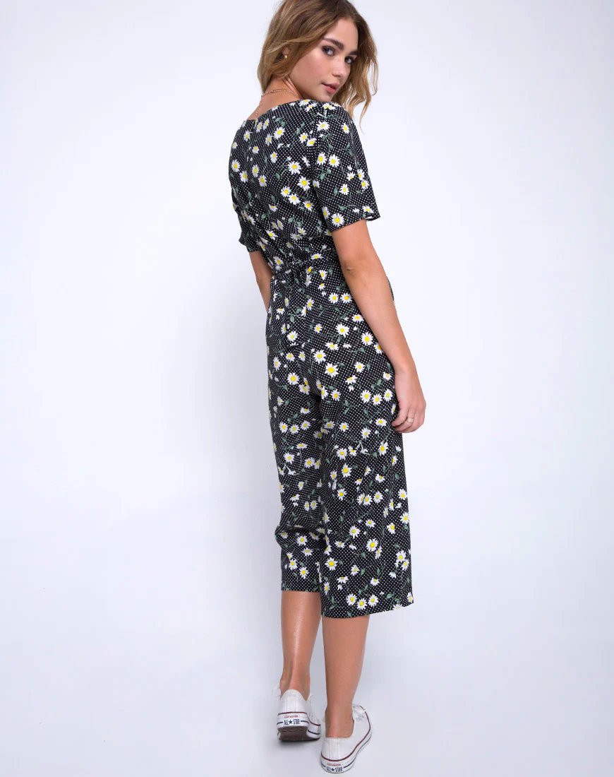 Giotto Jumpsuit in Polka Daisy Black - Image 2