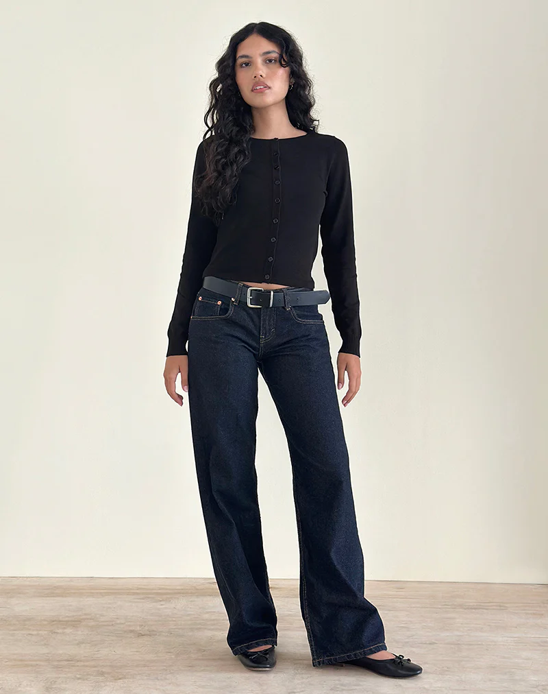 Giovanna Cardigan in Flat Knit Black - Image 2
