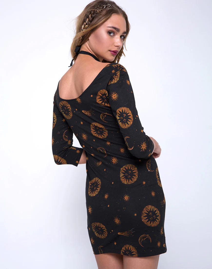 Giri Bodycon Dress in Celestial Black - Image 2
