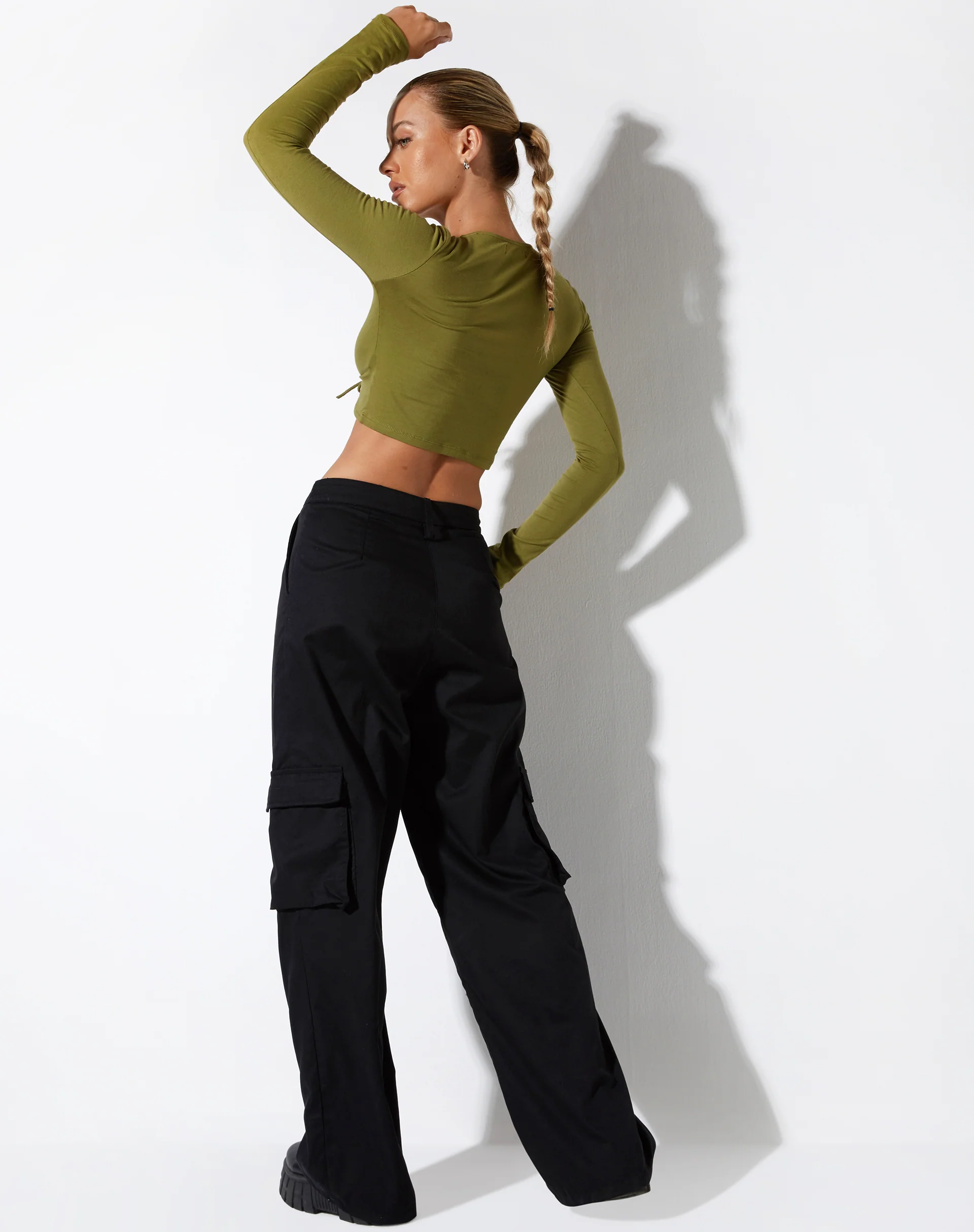 Gisy Crop Top in Lycra Khaki - Image 6