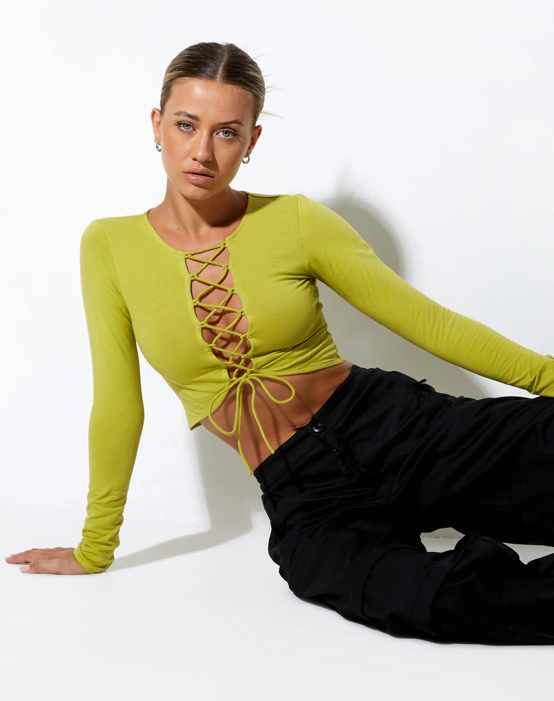 Gisy Crop Top in Lycra Lime - Image 2