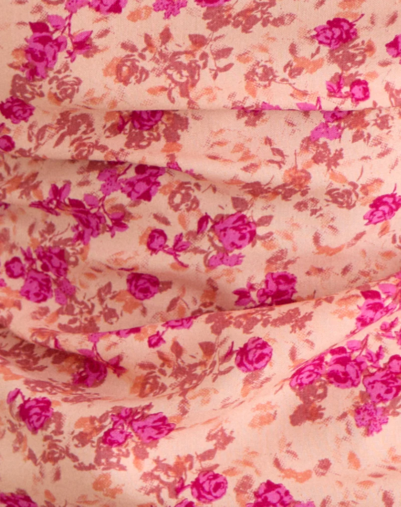 Giulia Knot Halterneck Top in Dark Wild Floral Cantaloupe - Image 5
