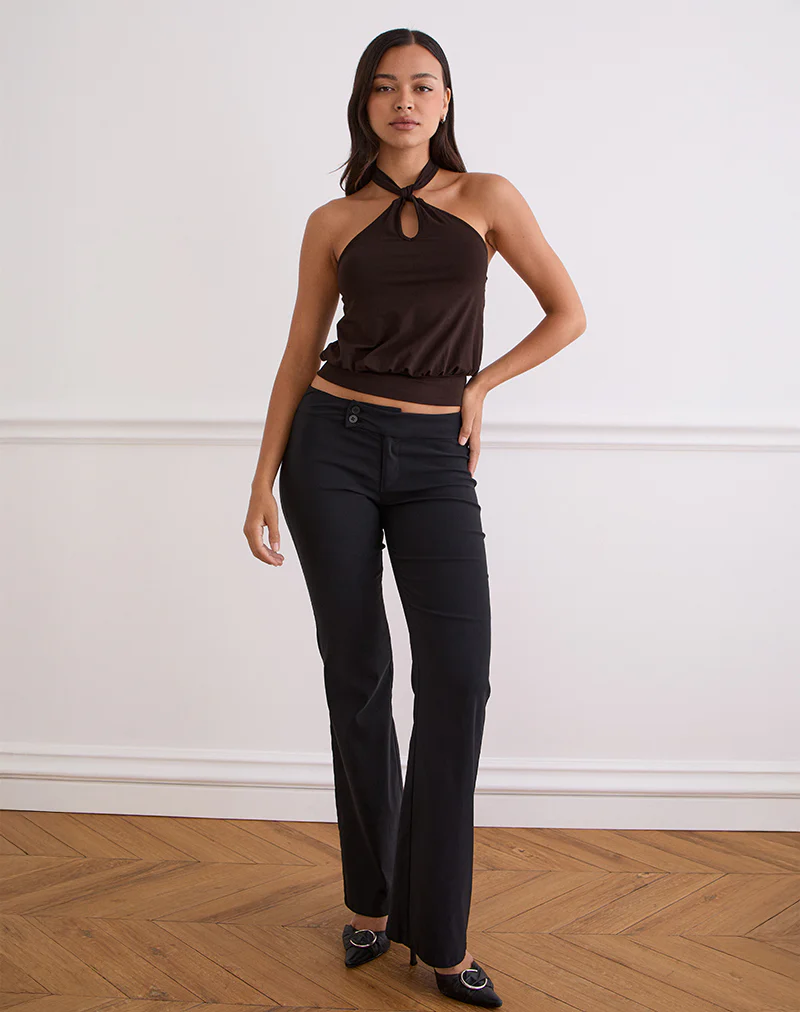 Giunea Knot Halter Top in Bitter Chocolate - Image 3