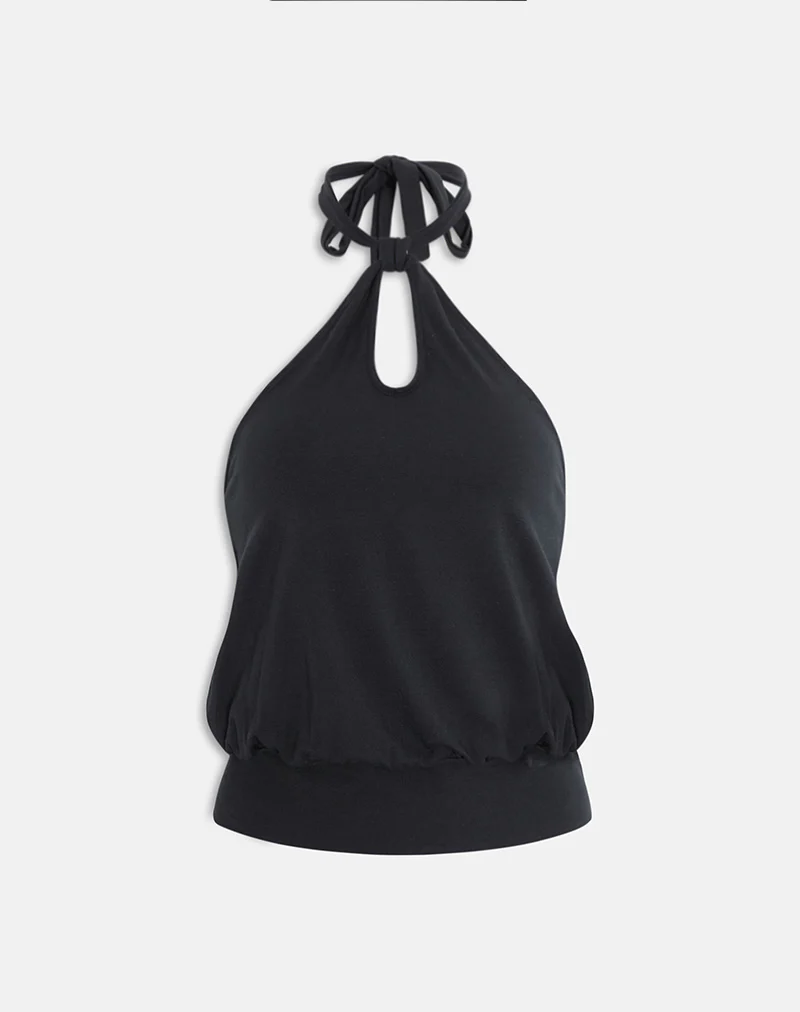 Giunea Knot Halterneck Top in Black - Image 5