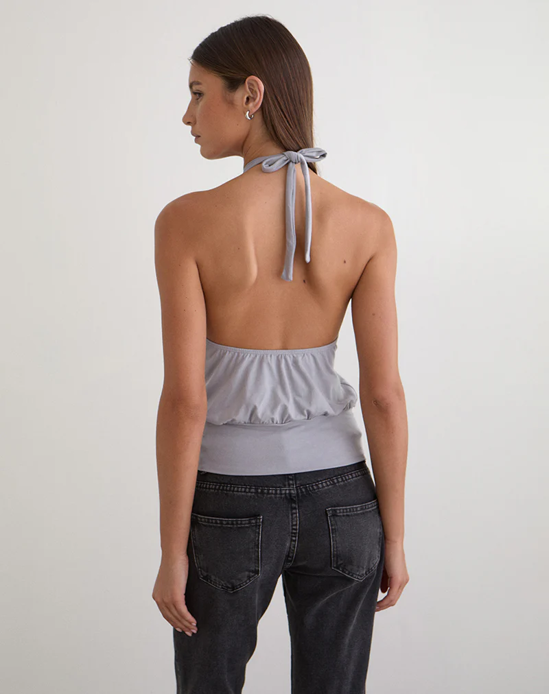 Giunea Knot Halter Top in Lilac Grey - Image 4