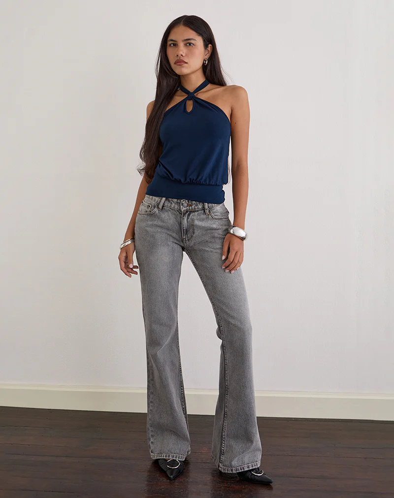Giunea Knot Halter Top in Navy - Image 3