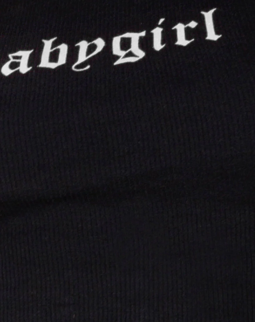 Givas Crop Top in Black with 'Babygirl' in White - Image 5