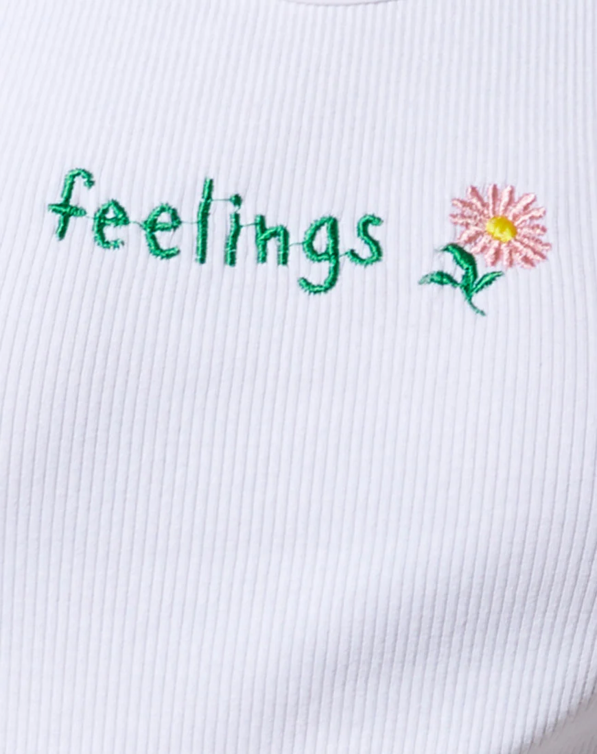 Givas Crop Top in White 'Feelings' Embro - Image 5
