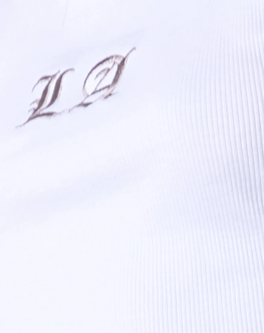 Givas Crop Top in White 'LA' Embro - Image 5