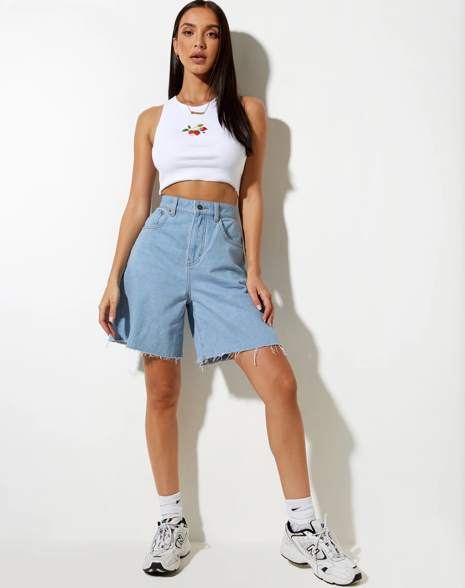 Givas Crop Top in White Strawberry Embro - Image 2