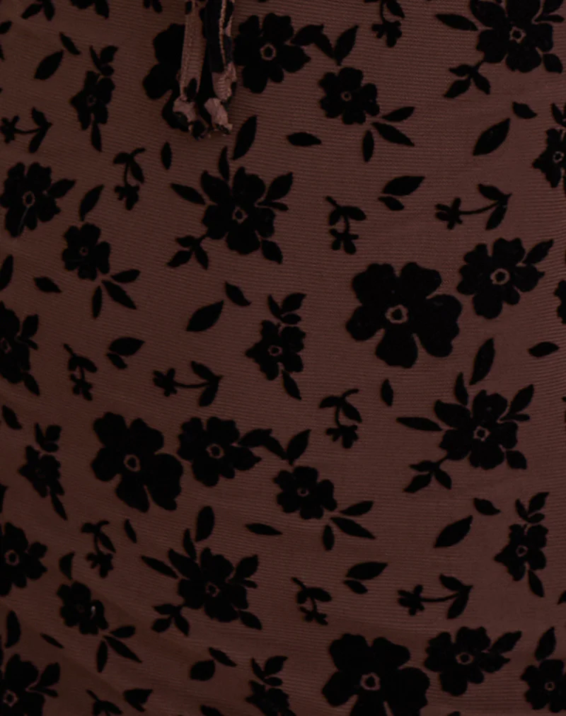 Gizio Long Sleeve Mini Dress in Garden Floral Brown - Image 7
