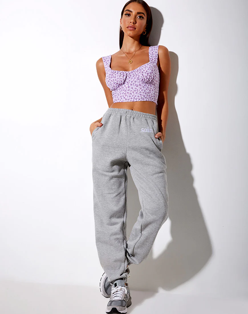 Gladis Vest Top in Ditsy Rose Lilac - Image 5