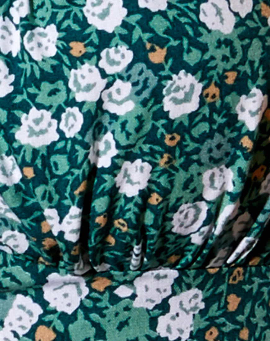Gladis Vest Crop Top in Floral Field Green - Image 5