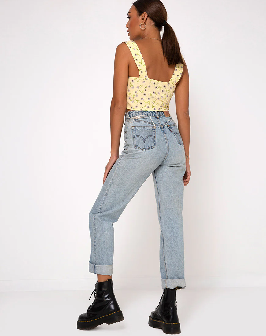 Gladis Vest Crop Top in Wild Flower Lemon Drop - Image 5