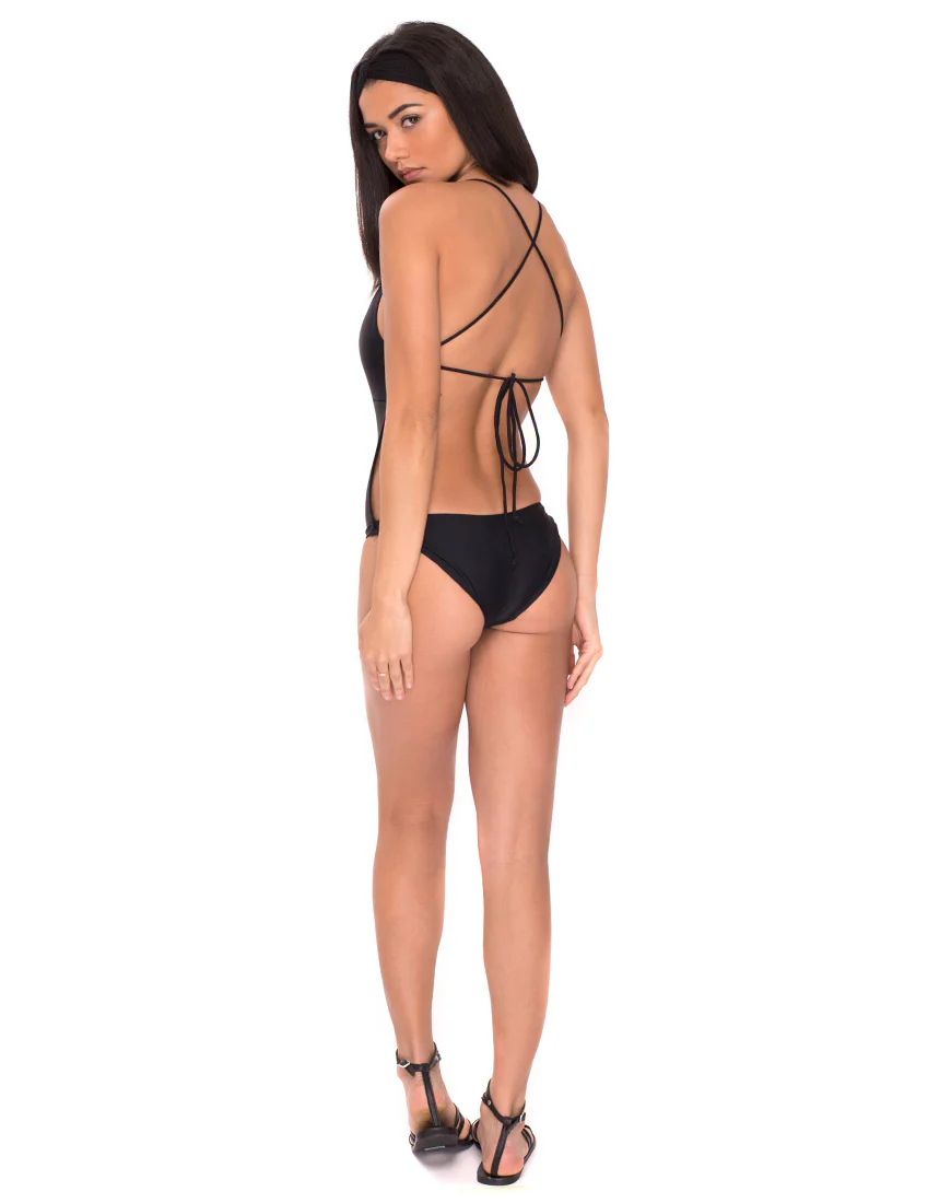 Glamazon Plunge Neck Swimsuit in Black - Image 4