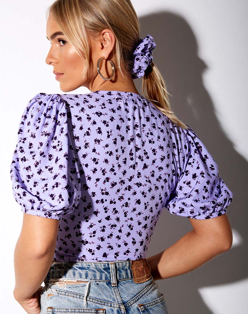 Glarie Crop Top in Dainty Daisy Lilac - Image 3