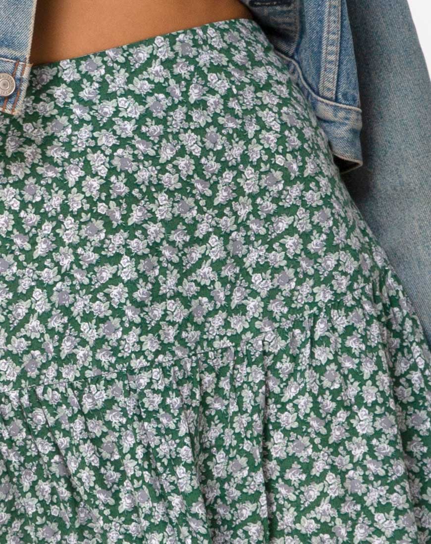 Gleas Skirt in Floral Bloom Green - Image 5