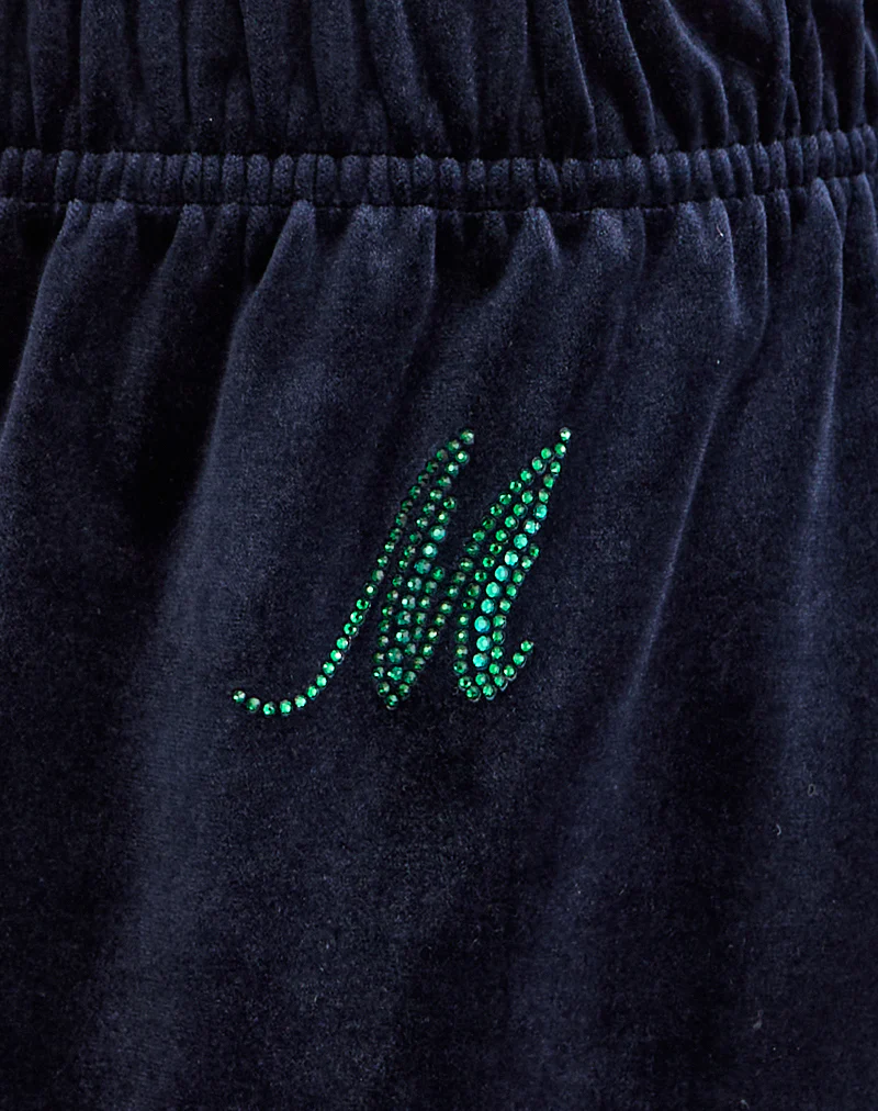 Glen Jogger in Velour Navy with 'M' Embelishment - Image 6
