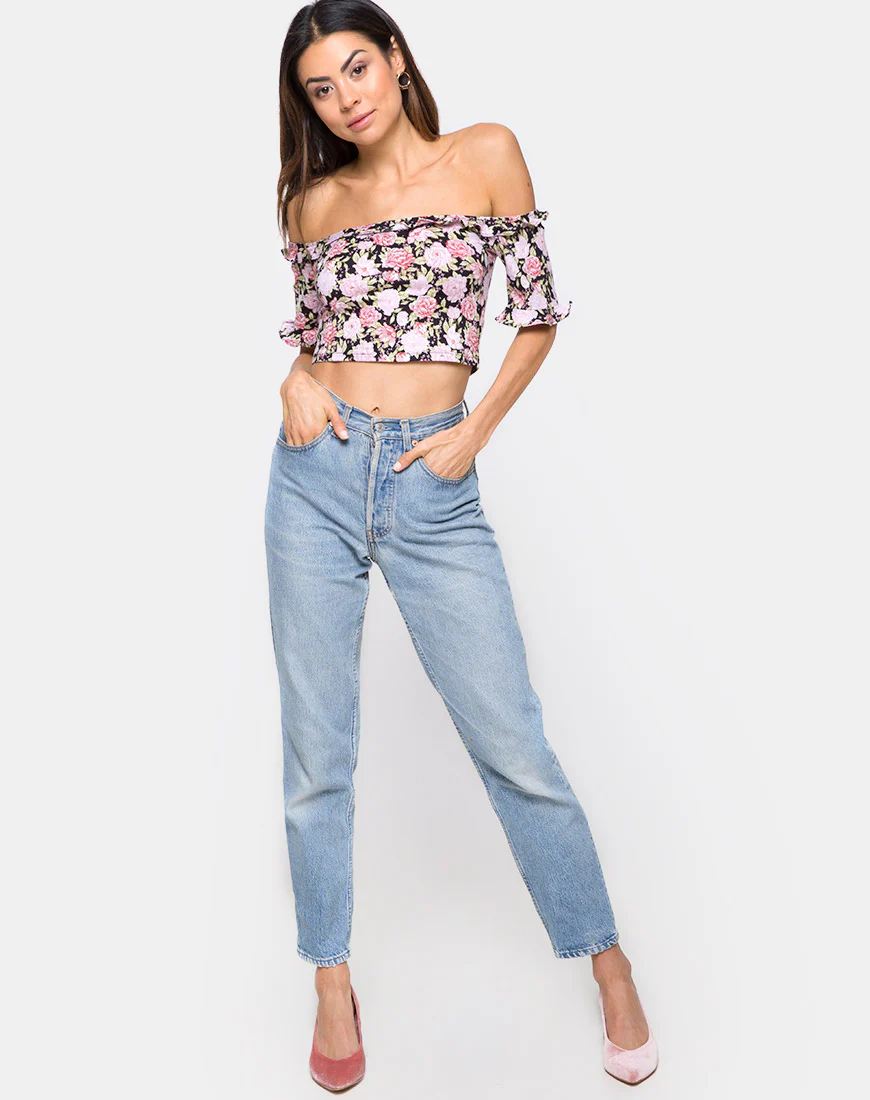 Glior Crop Top in Bloom Floral - Image 3