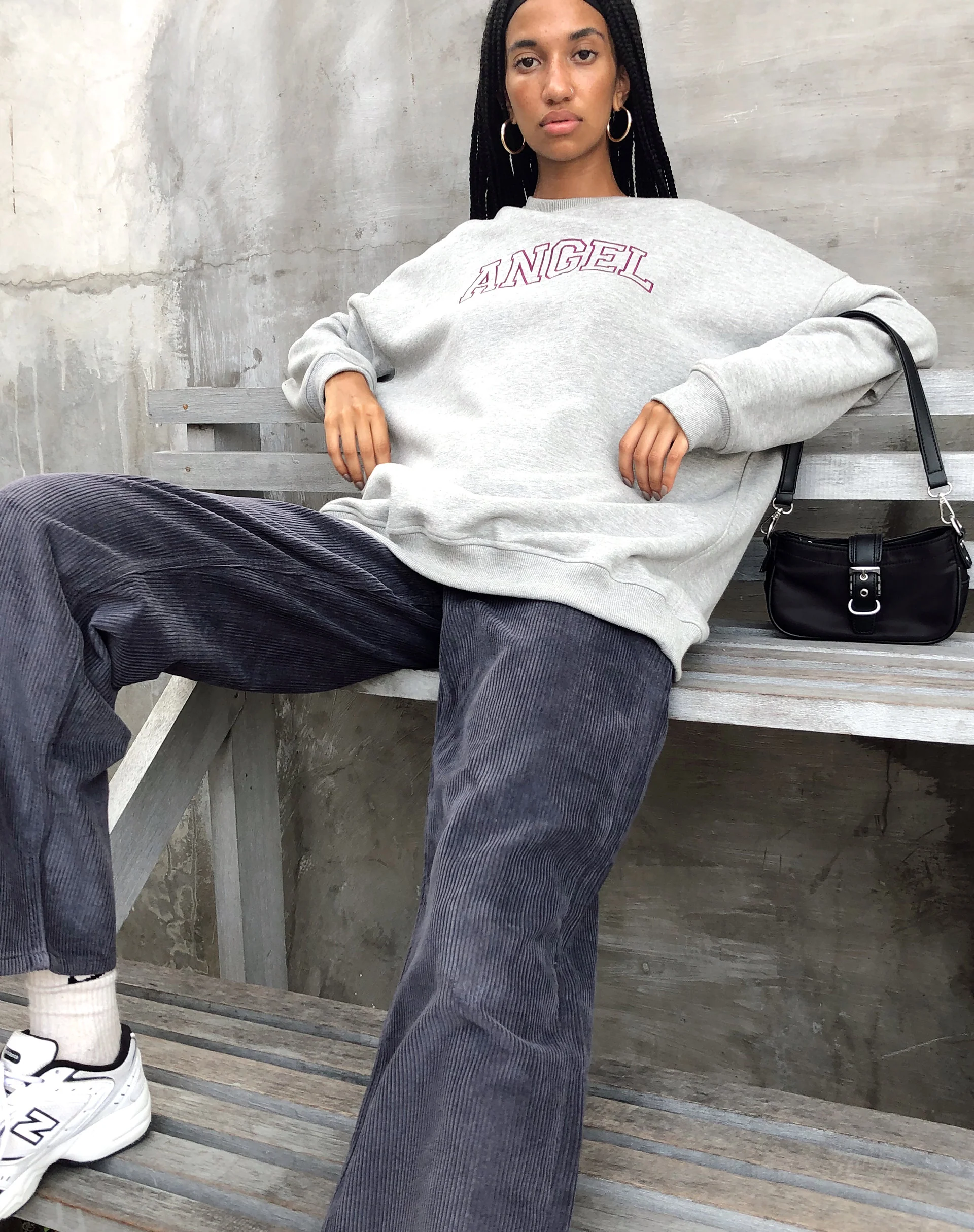 Glo Sweatshirt in Greymarl 'Angel' Embro in Burgundy - Image 2