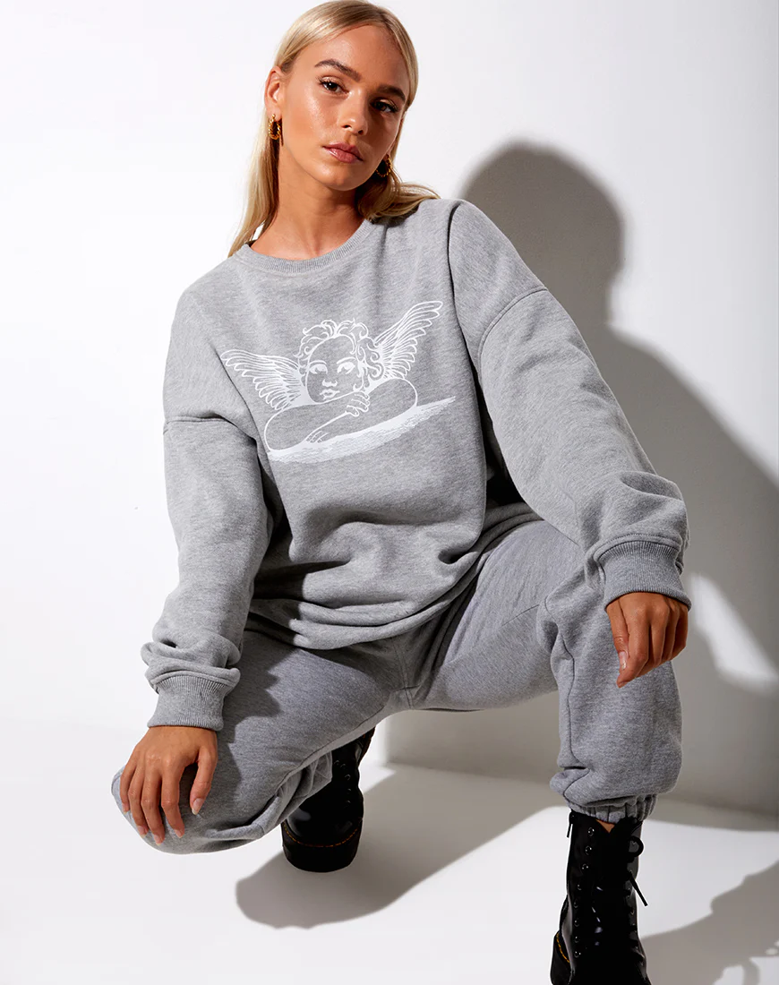 Glo Sweatshirt in Grey Marl Angelo - Image 3