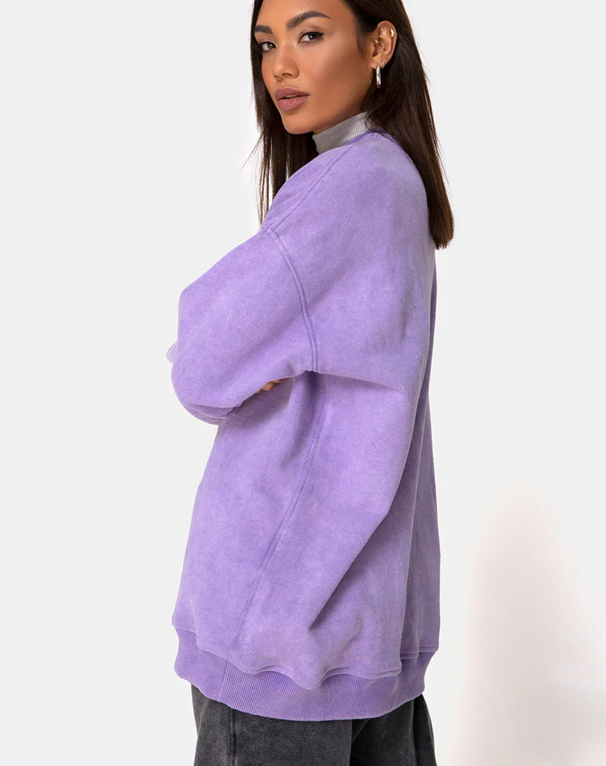 Glo Sweatshirt in Lilac Wash with Dragon Embro - Image 3