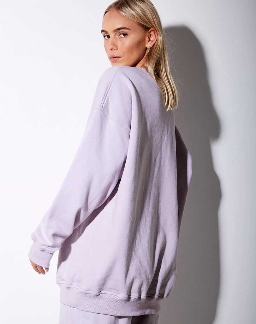 Glo Sweatshirt in Pastel Lilac Daisy Embro - Image 2