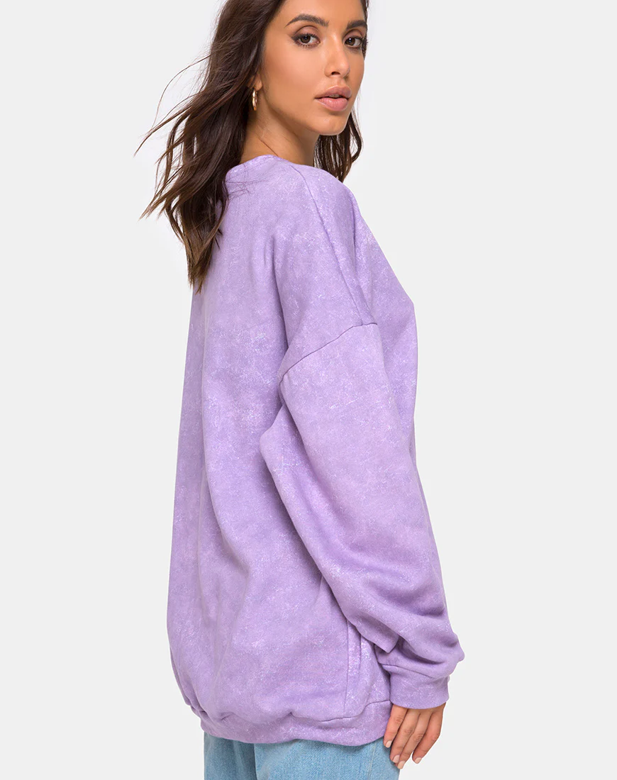 Glo Sweatshirt in Purple Acid Wash - Image 2