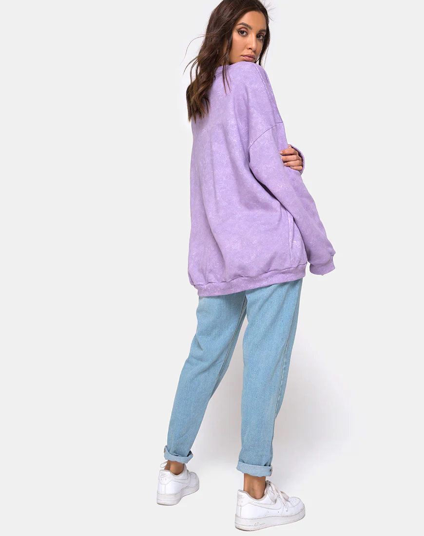 Glo Sweatshirt in Purple Acid Wash - Image 4