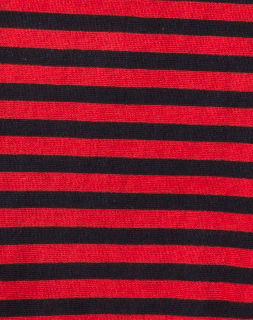 Goce Crop Top in Mini Stripe Red and Black - Image 6