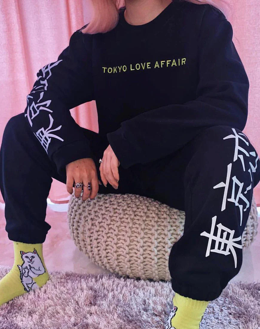 Gocea Crop Top in Black Tokyo Love Symbol - Image 3