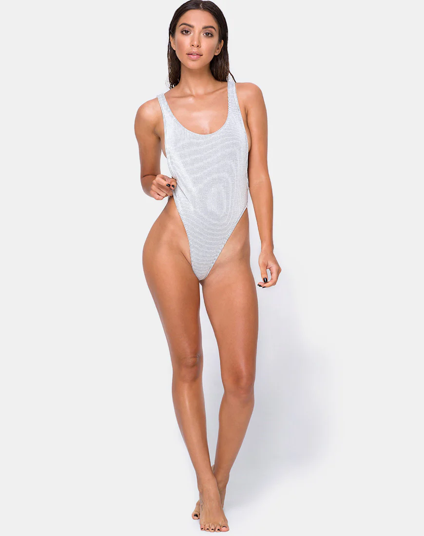 Goddess Swimsuit in Crinkle Rib White - Image 5