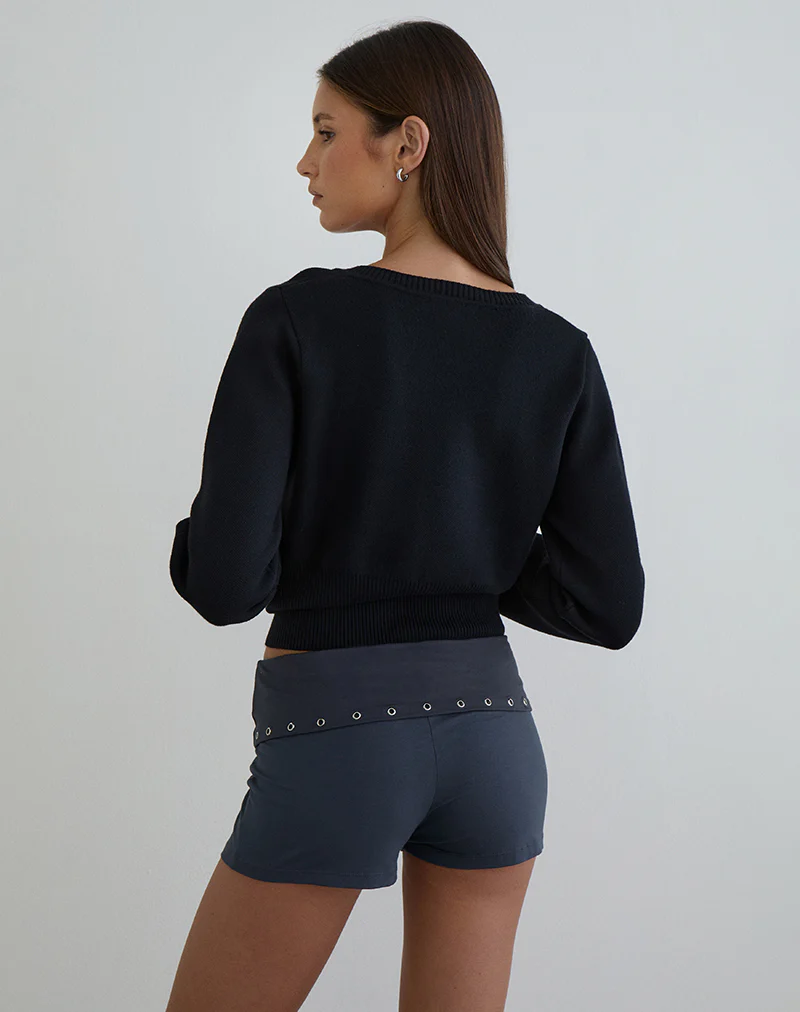 Gojo Short in Jersey Ocean Storm with Eyelets - Image 5