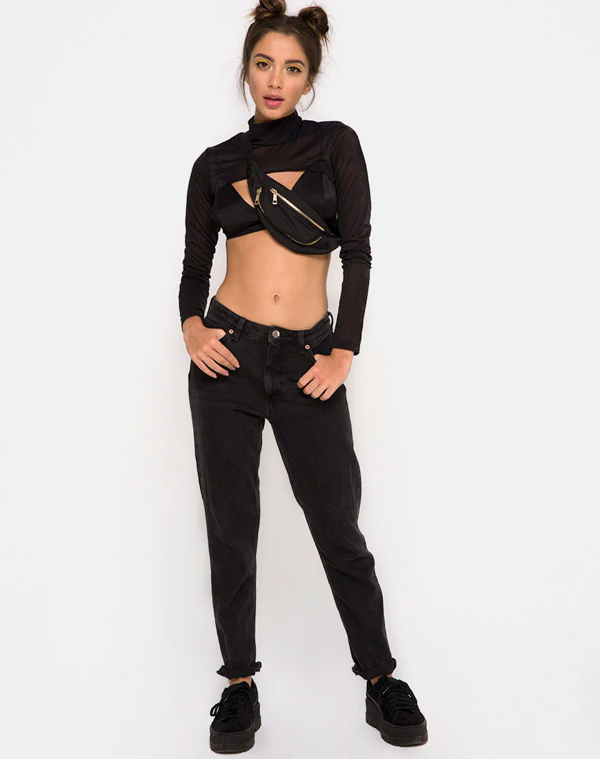 Gola Top in Sheer Mesh Black - Image 3