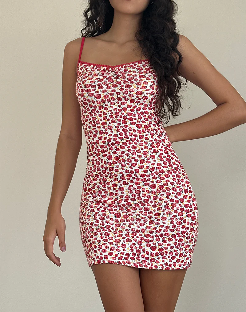 Gracias Mini Dress in Strawberry 2023 Print - Image 3