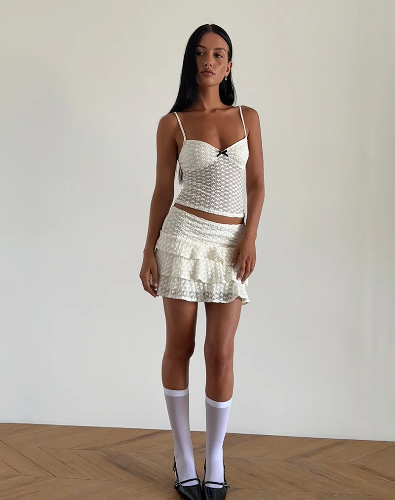 Grafika Cami Top in Ivory Heart Lace - Image 4