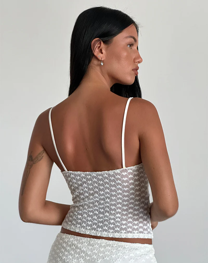Grafika Cami Top in Ivory Heart Lace - Image 5