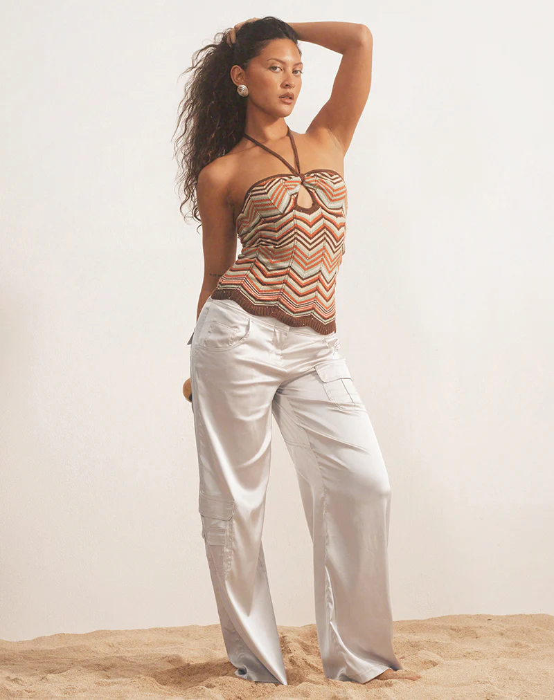 Grania Straight Leg Cargo Trouser in Cream