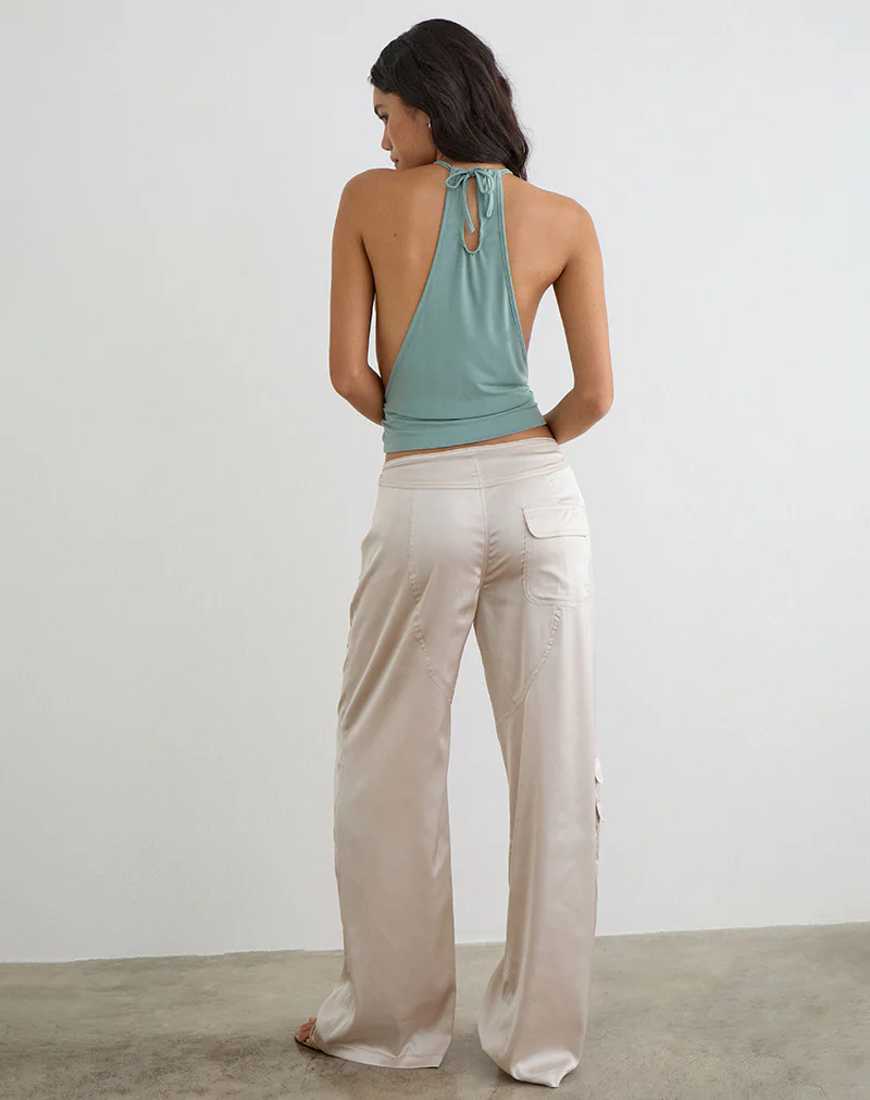 Grania Straight Leg Cargo Trouser in Cream - Image 4