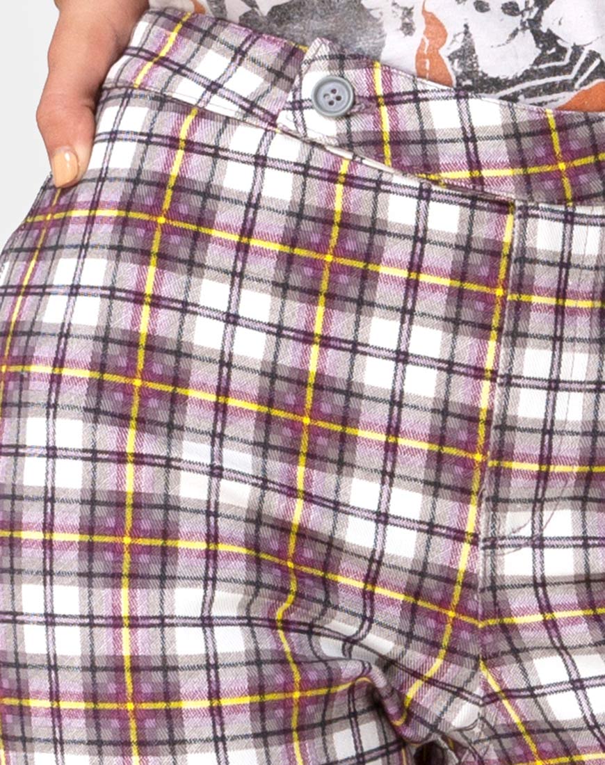 Grava Trouser in Grunge Check Purple - Image 5