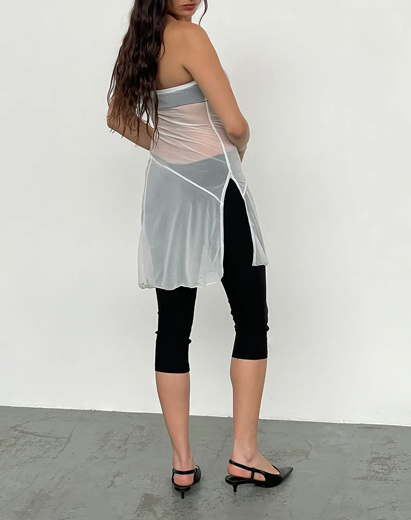 Gretchen Bandeau Mini Dress in Sheer Cream - Image 6