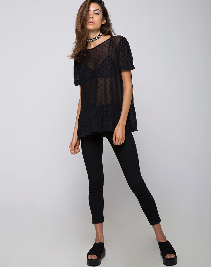Gretta Top in Polka Net Black - Image 3