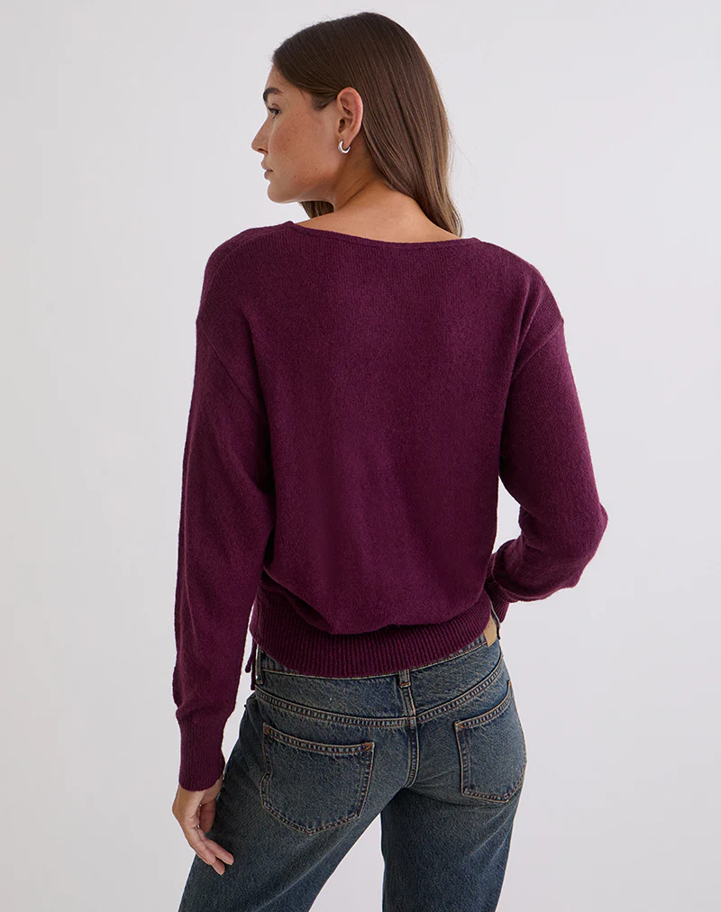 Grisha Long Sleeve Knit Top in Plum - Image 5