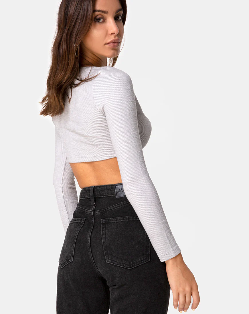 Guan Crop Top in Rib Grey - Image 2