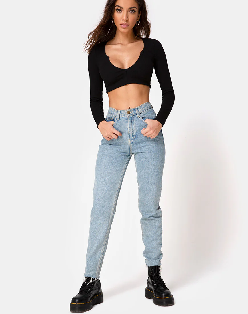 Guan Crop Top in Rib Black - Image 3