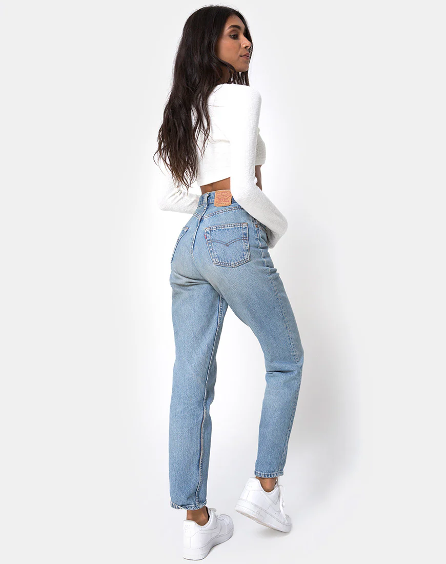Guan Crop Top in Rib Ivory - Image 4