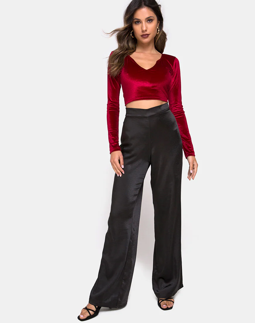 Guan Crop Top in Velvet Burgundy - Image 3