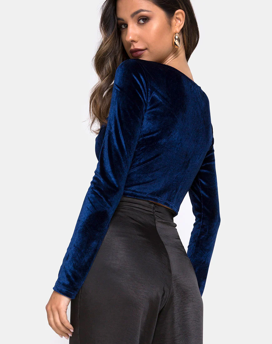Guan Crop Top in Velvet Navy - Image 2