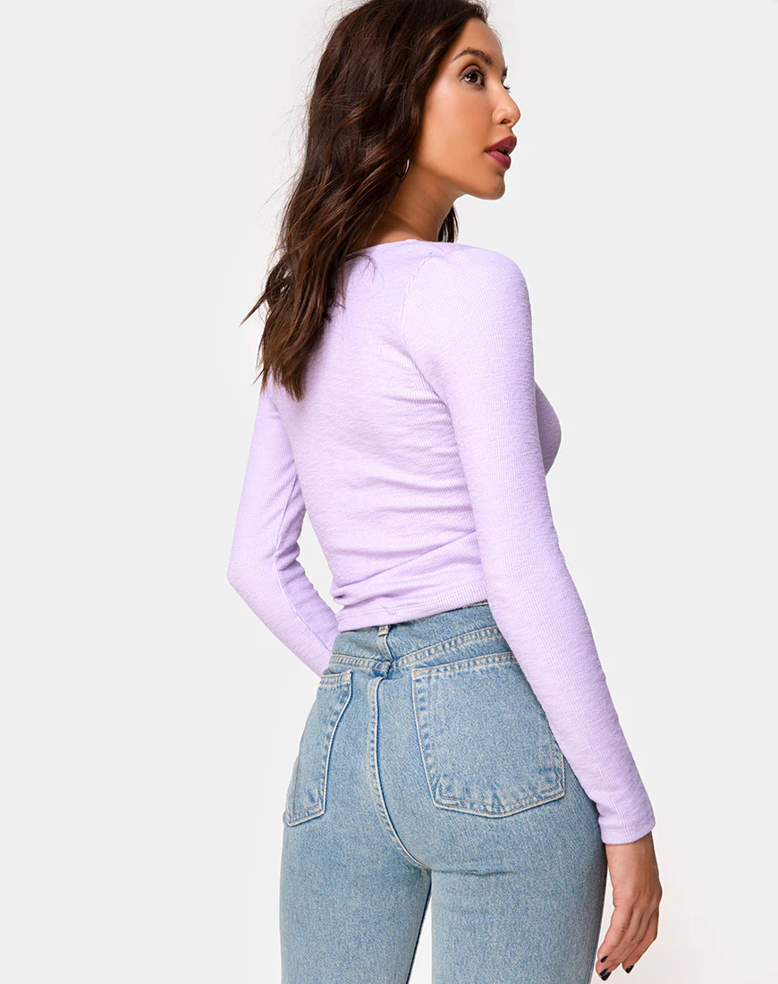 Guanelle Top in Rib Lilac - Image 2